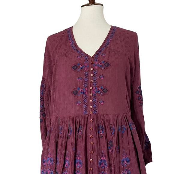 Free People Women's Red Arianna Embroidered Tunic‎ Dress Size XS - Picture 8 of 12